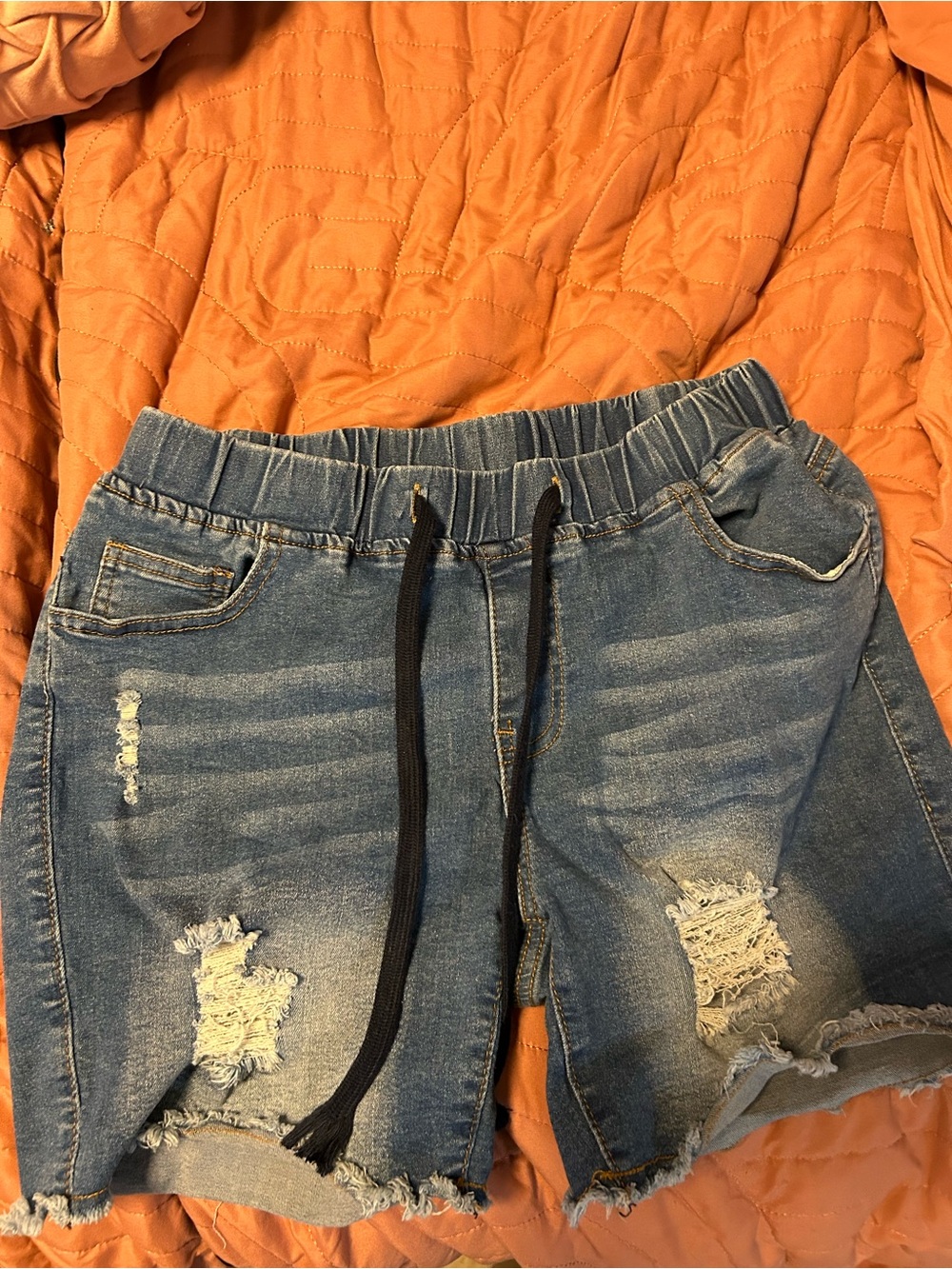 Kids Denim Shorts with Elastic Waistband - Blue